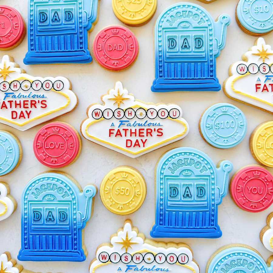 Father's Day Fondant Cookies coloured with Colour Mill edible food colouring