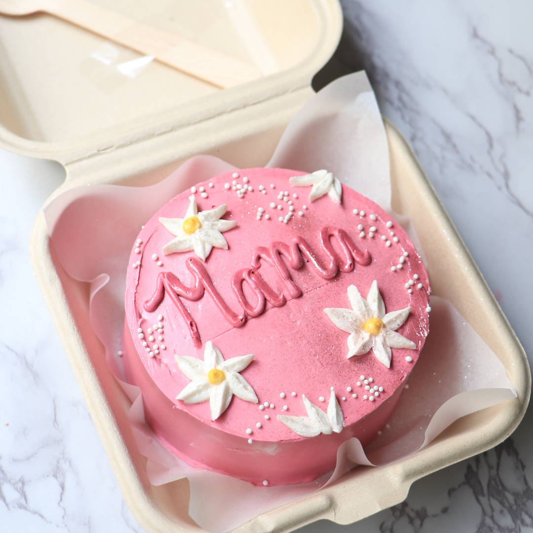 Mother's Day Bento Cake made with Colour Mill Fuchsia, White and Yellow Oil Blend.