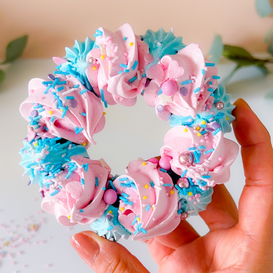 Meringue wreath coloured with Colour Mill Baby Blue and Rose Aqua Blend