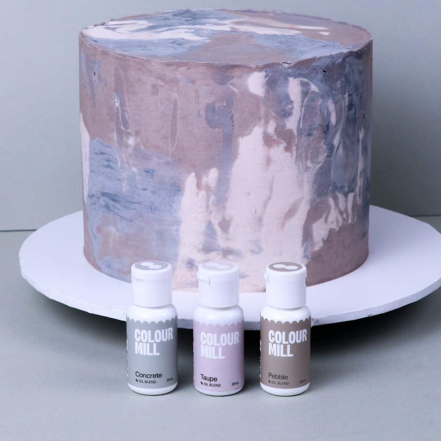 Colour mill oil based food colouring Concrete, Taupe and Pebble
