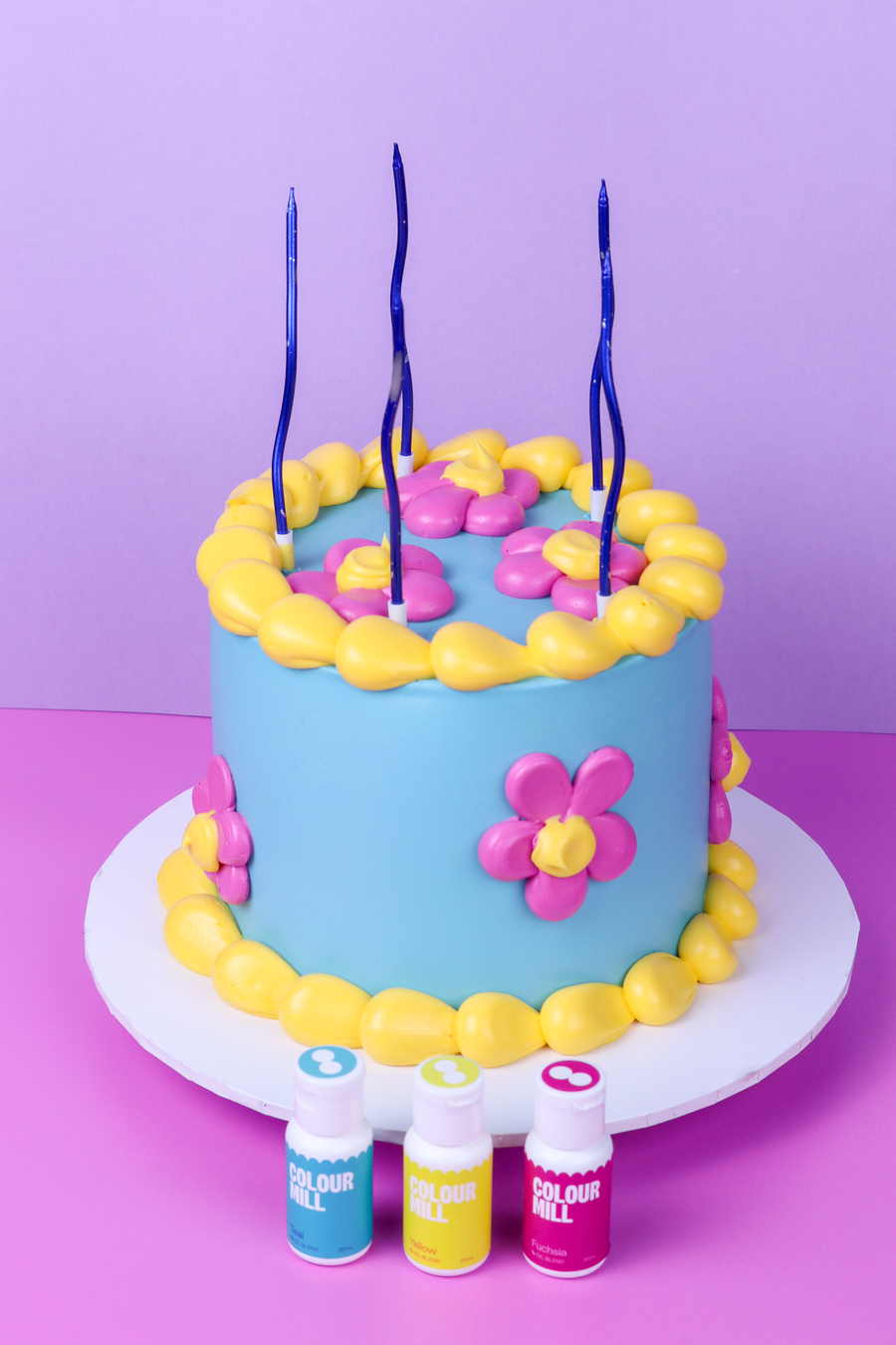 Colour mill oil blend food colouring Teal, Yellow & Fuchsia