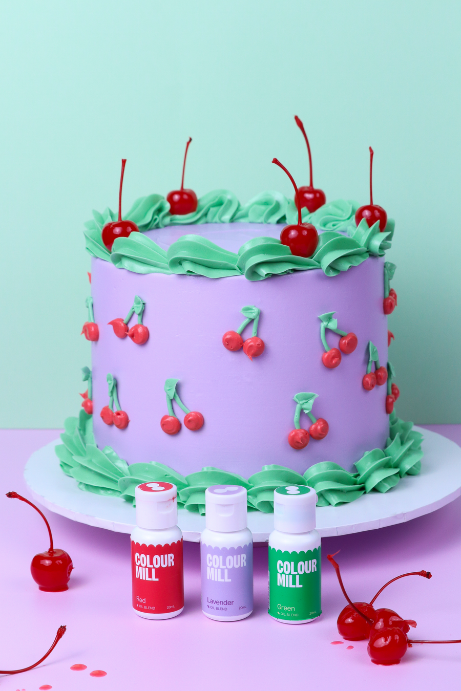 Colour Mill oil based food colouring Red, Lavender & Green