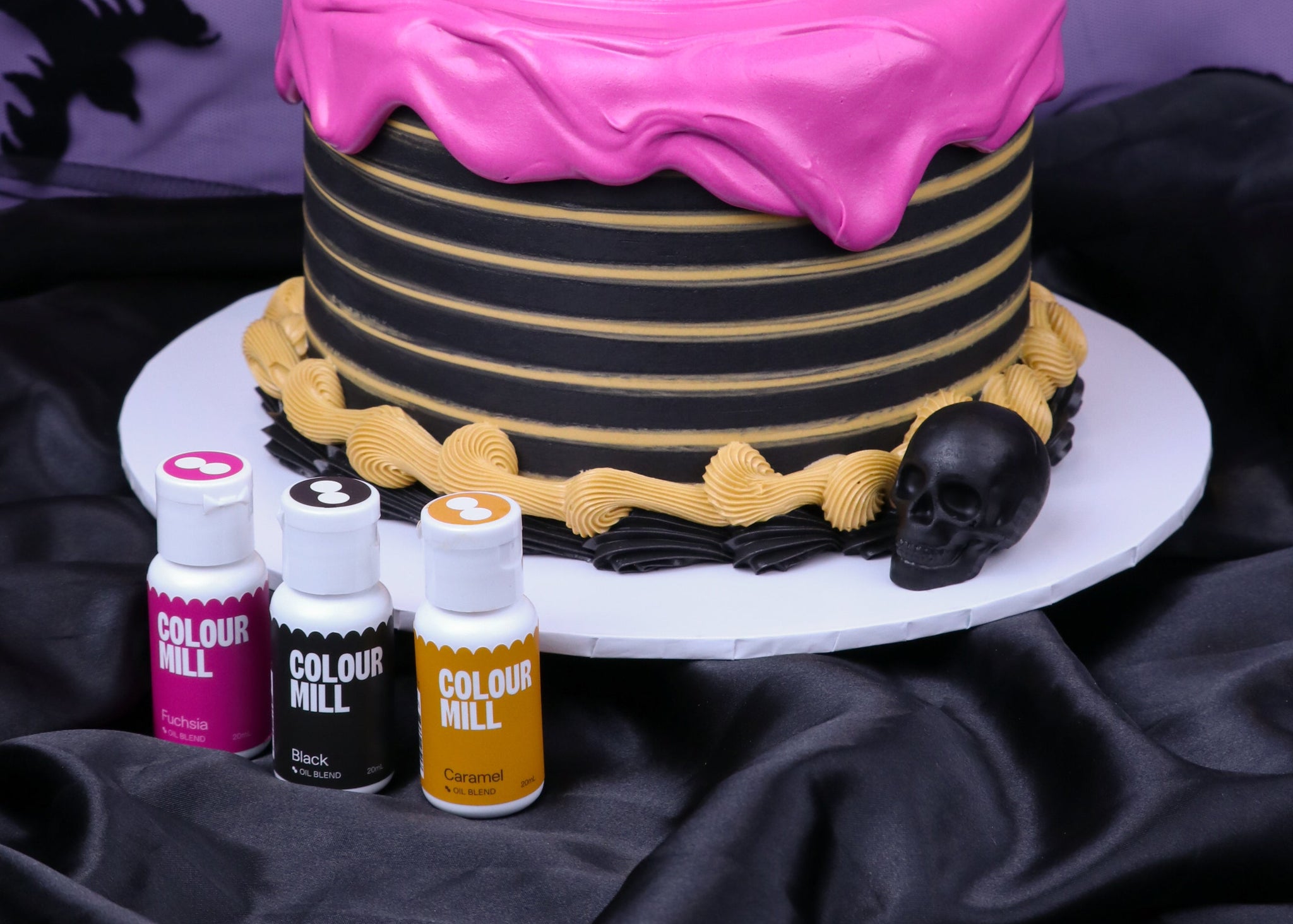 Colour Mill Halloween Trending Trio - Fuchsia, Black and Caramel coloured food colouring