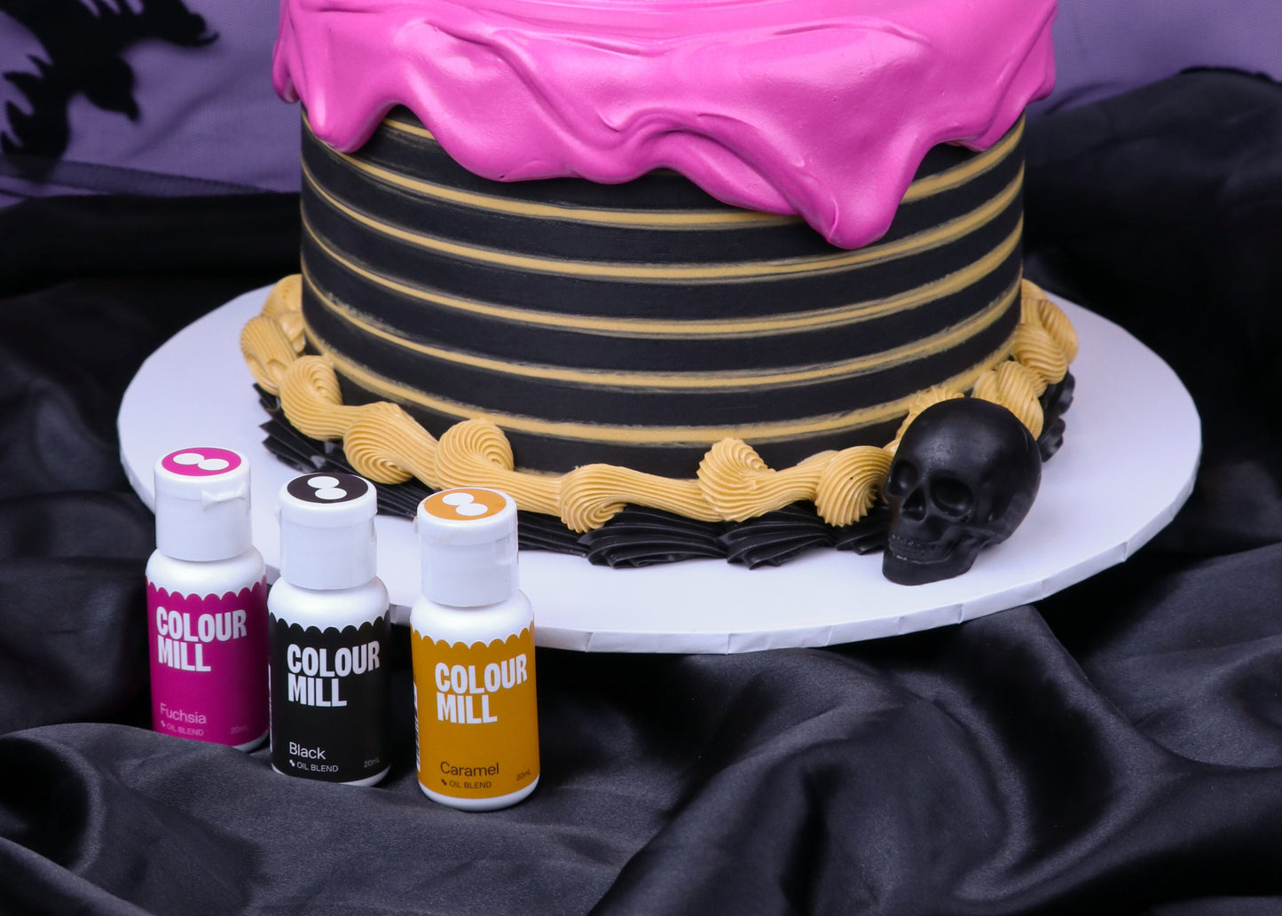 Colour Mill Halloween Trending Trio - Fuchsia, Black and Caramel coloured food colouring